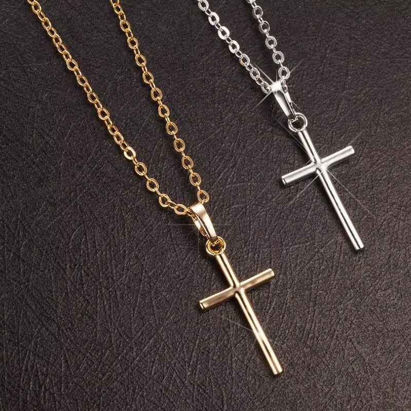 2 Collares de la Cruz de Jesús Color Oro y Plata
