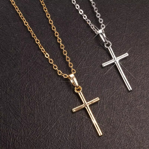 2 Collares de la Cruz de Jesús Color Oro y Plata